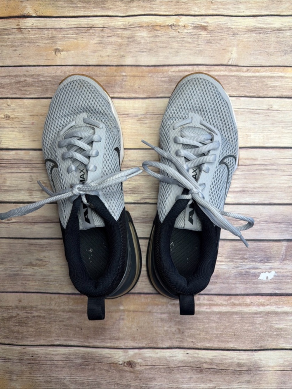 Nike Light Gray and Black Mesh Running Sneakers